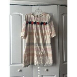 Anthropologie THML Embroidered Tassels Boho Cottage Core A-Line Size M Dress